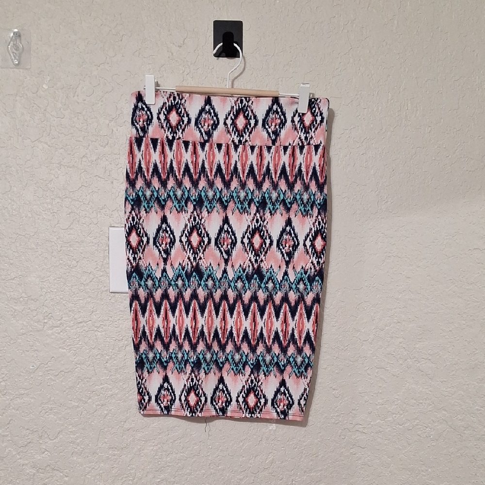 Stylish Geometric Pencil Skirt - Pink and Blue